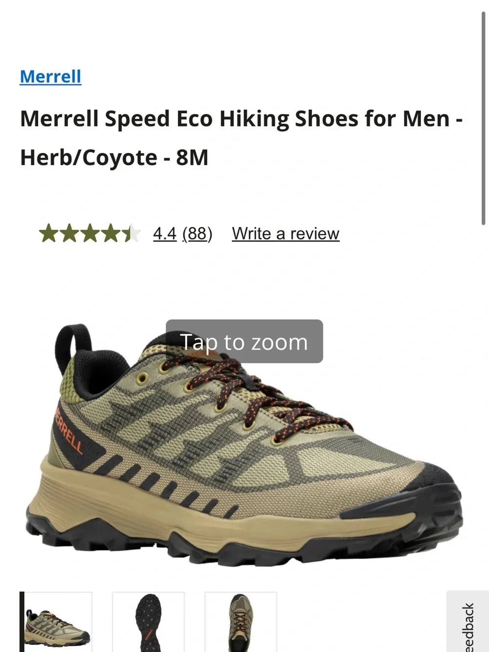 Merrell Men's Gray and Orange Trail Sneakers